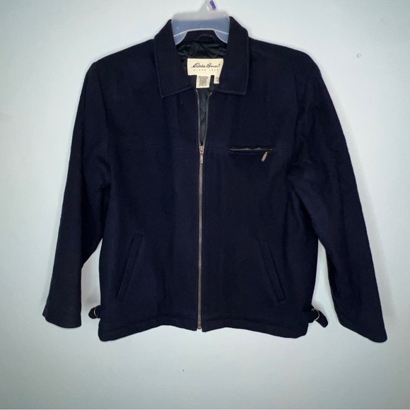 Eddie Bauer Navy Blue Zip Up Wool Coat Women’s - Picture 1 of 6